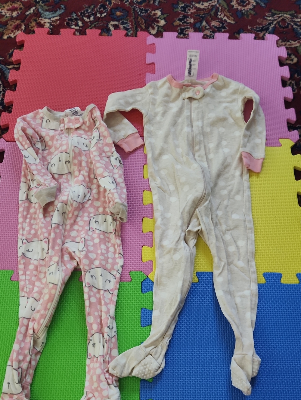 Baby Girls' Pink Polka Dot Footed One-Piece Pajamas